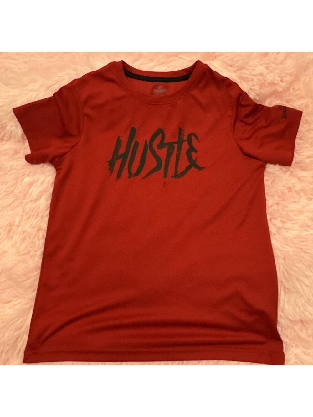 Spalding Red 'Hustle' Graphic Athletic T-Shirt Size M